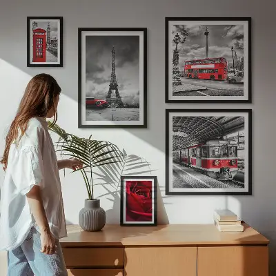 Sada obrazů do ložnice architektonické ikony a vozidla