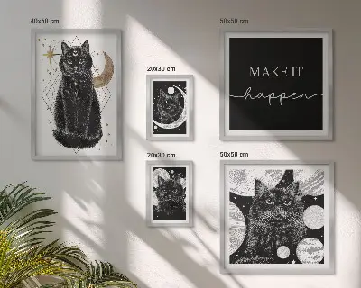 Poliptyk v rámu černé kočky v boho stylu