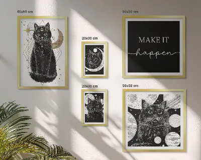 Poliptyk v rámu černé kočky v boho stylu