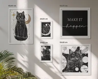 Poliptyk v rámu černé kočky v boho stylu