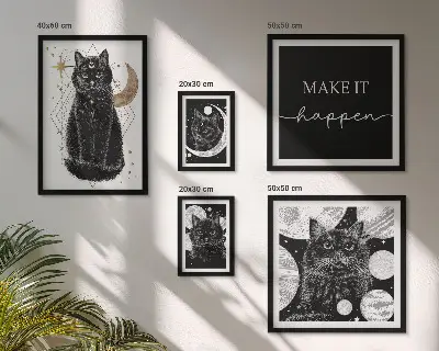 Poliptyk v rámu černé kočky v boho stylu