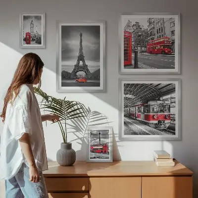 Sada obrazů do ložnice stylové výhledy na Londýn a Paříž