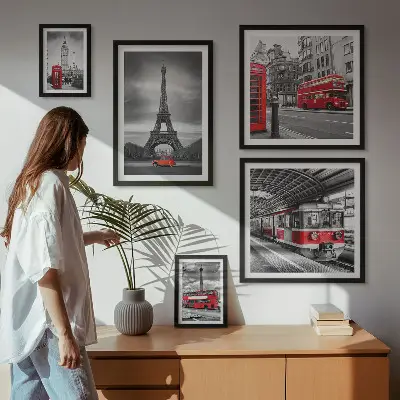 Sada obrazů do ložnice stylové výhledy na Londýn a Paříž