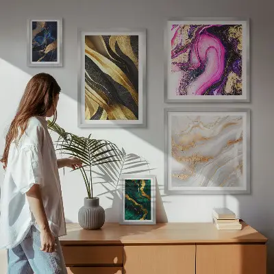 Abstraktní moderní vzory poliptyk v rámu