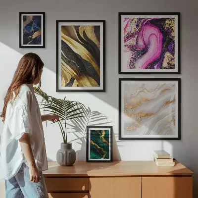 Abstraktní moderní vzory poliptyk v rámu