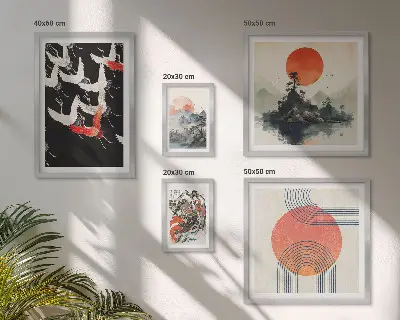 Sada obrazů do ložnice japonské umění s přírodními motivy