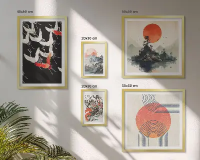 Sada obrazů do ložnice japonské umění s přírodními motivy