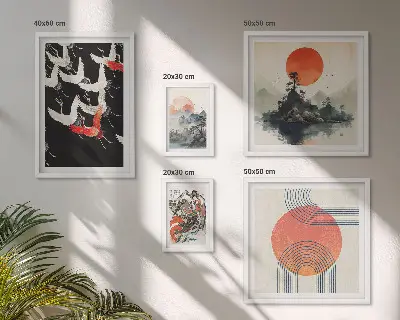 Sada obrazů do ložnice japonské umění s přírodními motivy