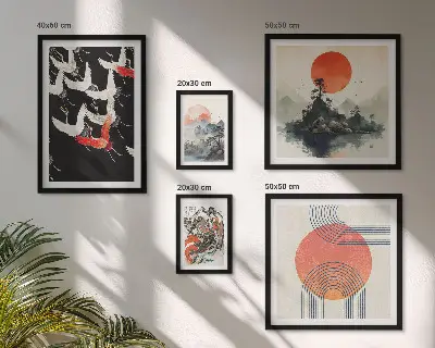 Sada obrazů do ložnice japonské umění s přírodními motivy