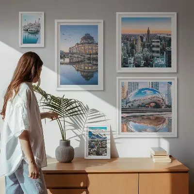 Poliptyk v rámu městské krajiny s architekturou a přírodou