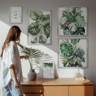 Sada obrazů do ložnice Moderní rostlinné inspirace
