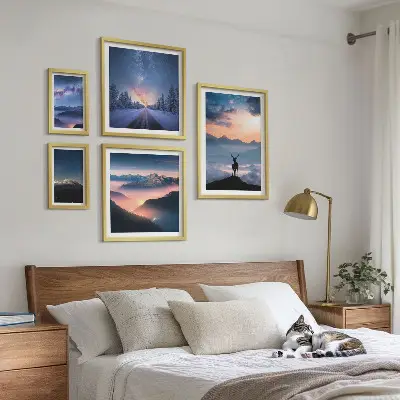 Sada obrazů do ložnice noční horská krajina