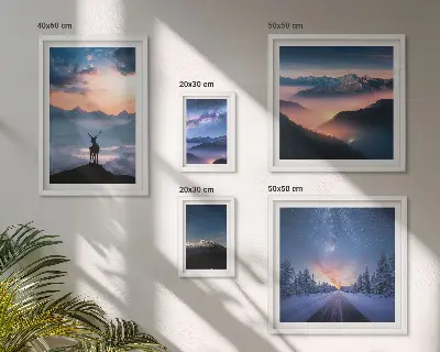 Sada obrazů do ložnice noční horská krajina