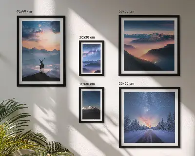 Sada obrazů do ložnice noční horská krajina