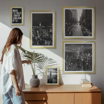Poliptyk v rámu černobílé pohledy na New York City