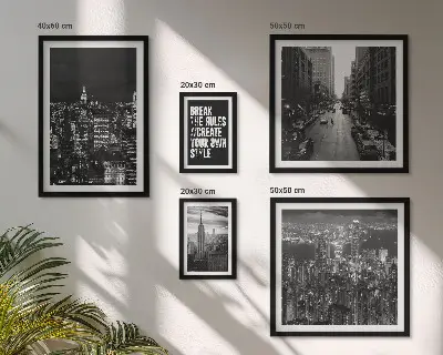Poliptyk v rámu černobílé pohledy na New York City