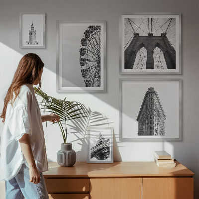 Sada obrazů do ložnice Černobílá metropolitní architektura