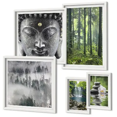 Relaxační zenové přírodní motivy v rámu jako polyptych