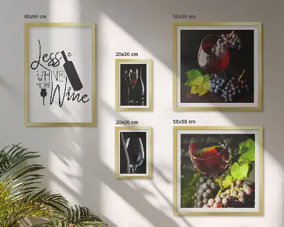 Sada obrazů do ložnice s motivem stylového vína a doplňků