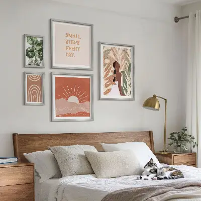 Rostlinný motiv v boho stylu poliptyk v rámu