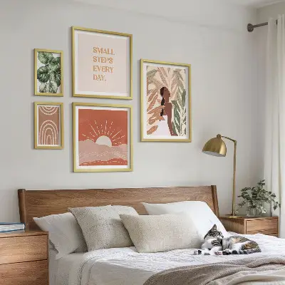 Rostlinný motiv v boho stylu poliptyk v rámu
