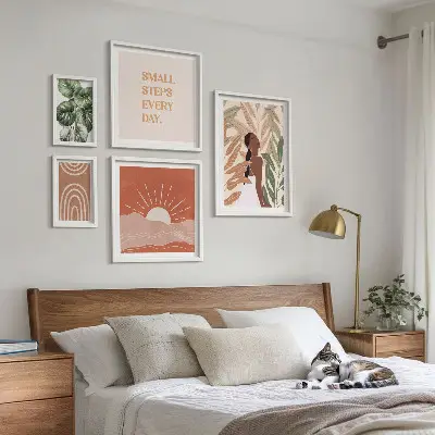 Rostlinný motiv v boho stylu poliptyk v rámu