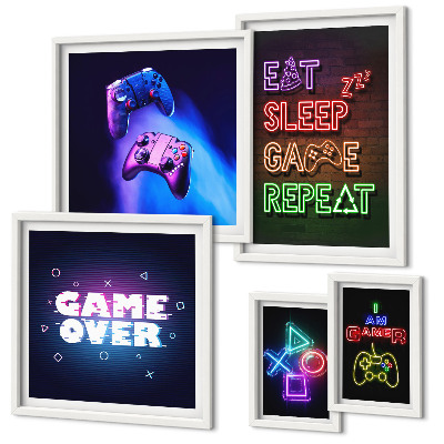 Poliptyk v rámu Neonové motivy počítačových her