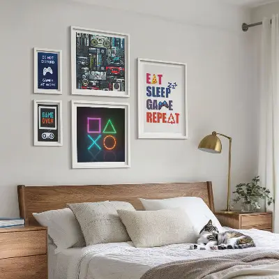 Sada obrazů do ložnice stylové dekorace pro hráče