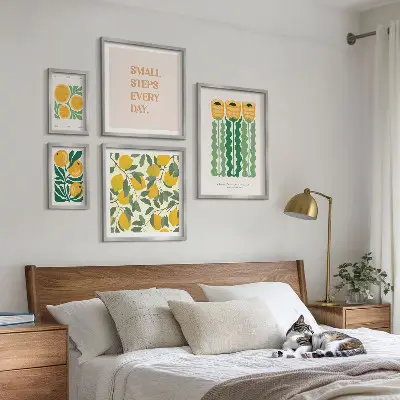 Obraz triptych v rámu květinový motiv s pozitivními slogany