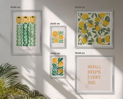 Obraz triptych v rámu květinový motiv s pozitivními slogany