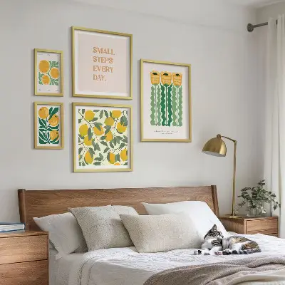 Obraz triptych v rámu květinový motiv s pozitivními slogany