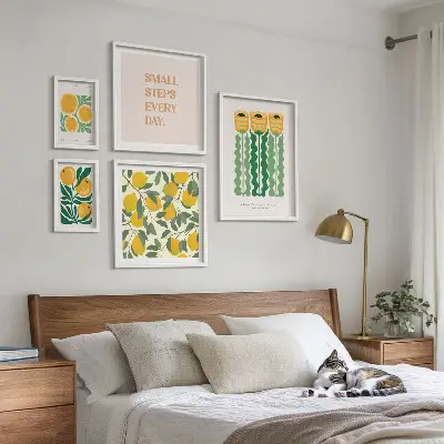 Obraz triptych v rámu květinový motiv s pozitivními slogany