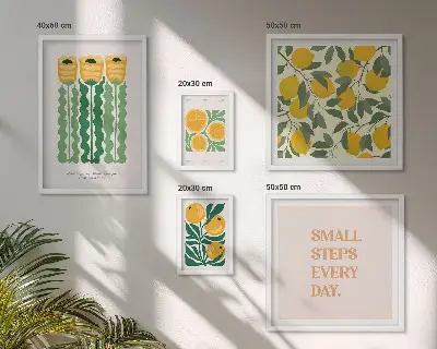 Obraz triptych v rámu květinový motiv s pozitivními slogany