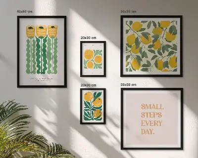 Obraz triptych v rámu květinový motiv s pozitivními slogany