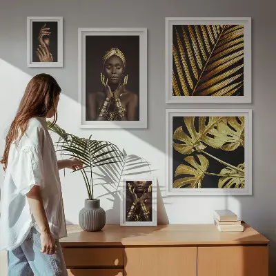 Portréty žen v přírodě ve stylu glamour poliptyk v rámu