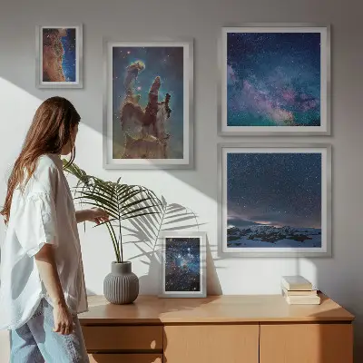 Sada obrazů do ložnice kosmické krajiny galaxií
