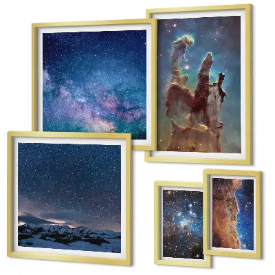Sada obrazů do ložnice kosmické krajiny galaxií