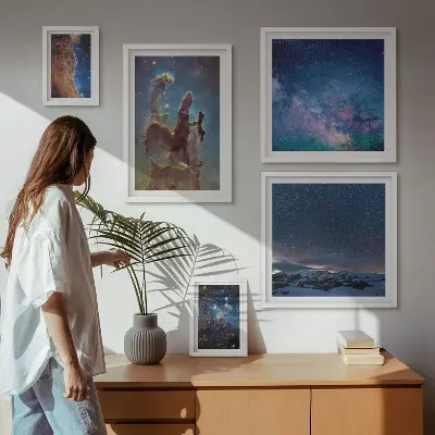 Sada obrazů do ložnice kosmické krajiny galaxií