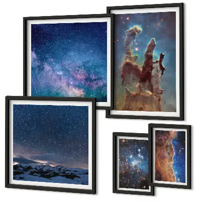Sada obrazů do ložnice kosmické krajiny galaxií