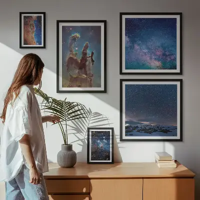 Sada obrazů do ložnice kosmické krajiny galaxií