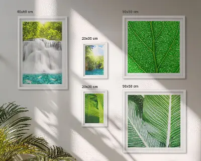 Sada obrazů do ložnice tropické palmové vodopády
