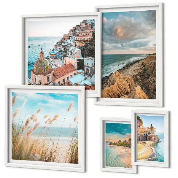 Plážové krajiny světa v rámu jako polyptych