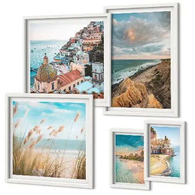 Plážové krajiny světa v rámu jako polyptych
