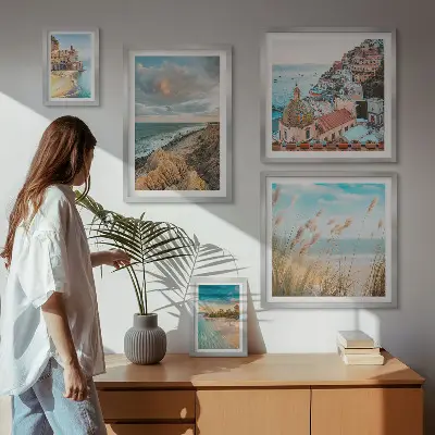 Plážové krajiny světa v rámu jako polyptych