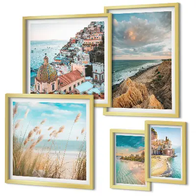 Plážové krajiny světa v rámu jako polyptych