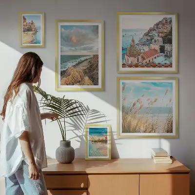 Plážové krajiny světa v rámu jako polyptych