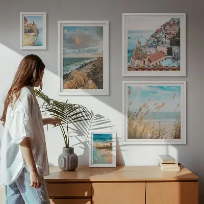 Plážové krajiny světa v rámu jako polyptych