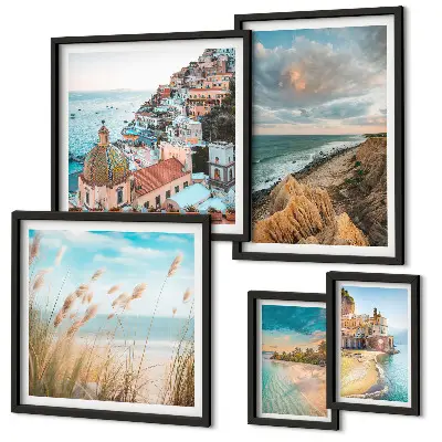 Plážové krajiny světa v rámu jako polyptych