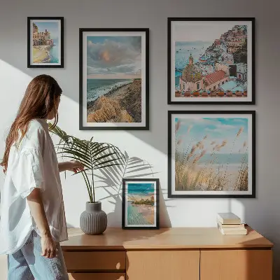 Plážové krajiny světa v rámu jako polyptych