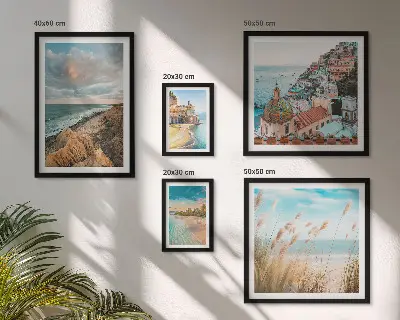 Plážové krajiny světa v rámu jako polyptych